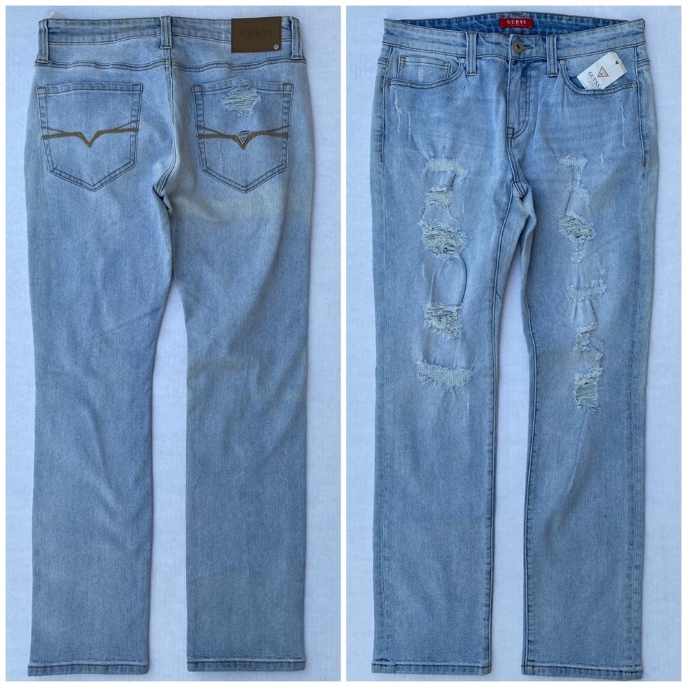 New Guess Slim Destroyed Men's Jeans SZ 34